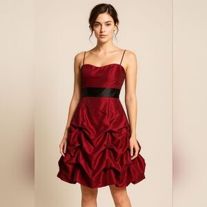 Rhapsody Burgundy Strapless Cocktail Dress Bubble Hem Sz M Fairly Prom Homecomin